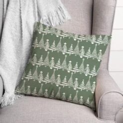 Sage Christmas Tree Pattern Indoor/Outdoor Pillow -Northlight Sale Store D673262S 3