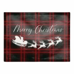 Plaid Santa's Sleigh Cotton Twill Placemat