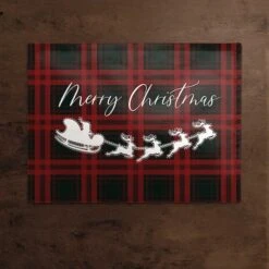 Plaid Santa's Sleigh Cotton Twill Placemat -Northlight Sale Store D673264S 2