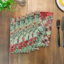 Holiday Blooms Pattern Cotton Twill Napkin -Northlight Sale Store D673267S 3