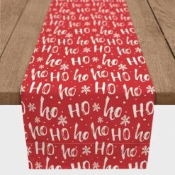 72'' Ho Ho Ho Pattern Cotton Twill Runner