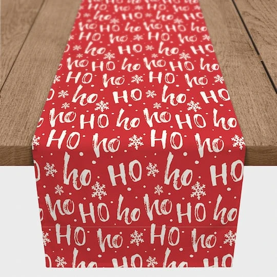 72'' Ho Ho Ho Pattern Cotton Twill Runner 1 72'' Ho Ho Ho Pattern Cotton Twill Runner