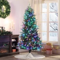 6.5ft. Pre-Lit Alexa Enabled Mountain Fir Artificial Christmas Tree, Multicolor LED Lights -Northlight Sale Store D674160S 10