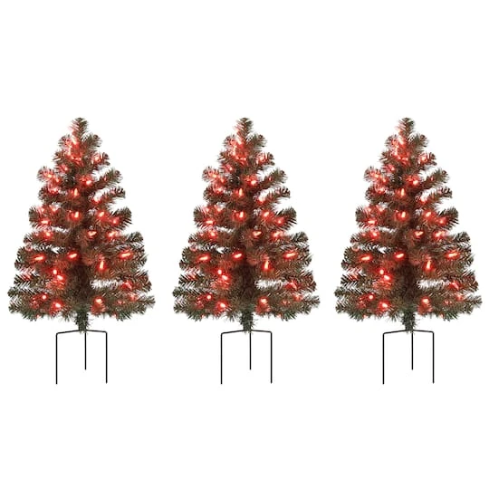 3ct. Pre-Lit Alexa Enabled Pathway Artificial Christmas Tree Set 3 3ct. Pre-Lit Alexa Enabled Pathway Artificial Christmas Tree Set - Image 3