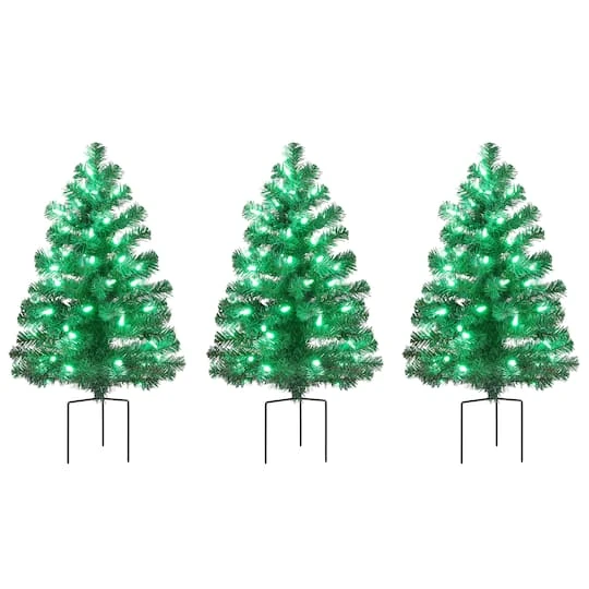 3ct. Pre-Lit Alexa Enabled Pathway Artificial Christmas Tree Set 4 3ct. Pre-Lit Alexa Enabled Pathway Artificial Christmas Tree Set - Image 4