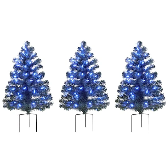 3ct. Pre-Lit Alexa Enabled Pathway Artificial Christmas Tree Set 5 3ct. Pre-Lit Alexa Enabled Pathway Artificial Christmas Tree Set - Image 5