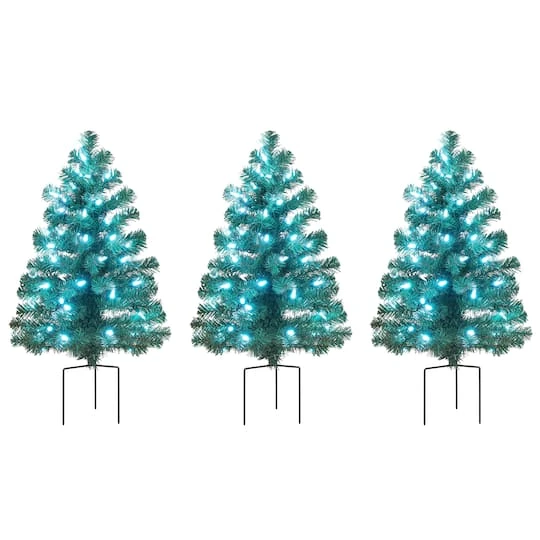 3ct. Pre-Lit Alexa Enabled Pathway Artificial Christmas Tree Set 6 3ct. Pre-Lit Alexa Enabled Pathway Artificial Christmas Tree Set - Image 6