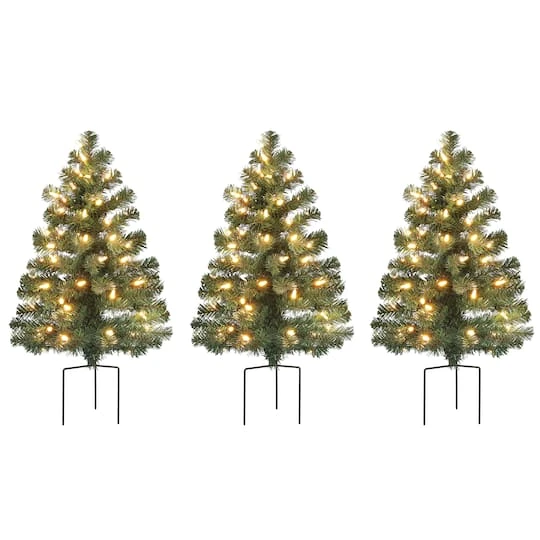 3ct. Pre-Lit Alexa Enabled Pathway Artificial Christmas Tree Set 7 3ct. Pre-Lit Alexa Enabled Pathway Artificial Christmas Tree Set - Image 7