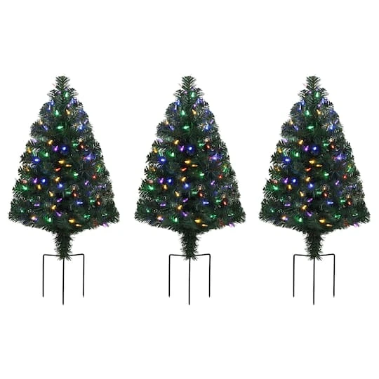 3ct. Pre-Lit Alexa Enabled Pathway Green Artificial Christmas Tree Set 3 3ct. Pre-Lit Alexa Enabled Pathway Green Artificial Christmas Tree Set - Image 3