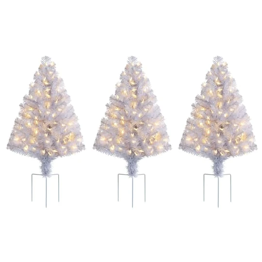 3ct. Pre-Lit Alexa Enabled Pathway White Artificial Christmas Tree Set 1 3ct. Pre-Lit Alexa Enabled Pathway White Artificial Christmas Tree Set