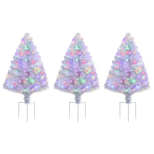 3ct. Pre-Lit Alexa Enabled Pathway White Artificial Christmas Tree Set 3 3ct. Pre-Lit Alexa Enabled Pathway White Artificial Christmas Tree Set - Image 3