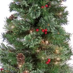 4.5ft. Pre-Lit Cashmere Cone & Berry Entrance Artificial Christmas Tree, Clear Lights -Northlight Sale Store D674377S 3