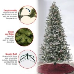 7.5 Ft. Pre-Lit Feel Real® Snowy Poechmann Fir Artificial Cristmas Tree, Warm White LED Lights -Northlight Sale Store D674383S 16