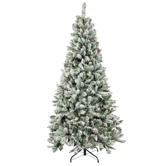 6.5ft. Pre-Lit Snowy Mixed Pine Artificial Christmas Tree, Multicolor Lights 2 6.5ft. Pre-Lit Snowy Mixed Pine Artificial Christmas Tree, Multicolor Lights - Image 2