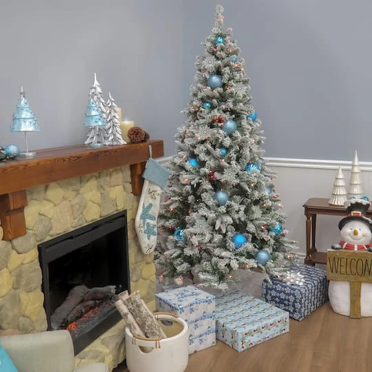 6.5ft. Pre-Lit Snowy Mixed Pine Artificial Christmas Tree, Multicolor Lights 5 6.5ft. Pre-Lit Snowy Mixed Pine Artificial Christmas Tree, Multicolor Lights - Image 5