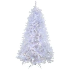 6.5ft. Pre-Lit White Artificial Christmas Tree, Warm White LED Lights