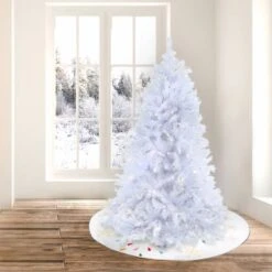 6.5ft. Pre-Lit White Artificial Christmas Tree, Warm White LED Lights -Northlight Sale Store D674406S 2