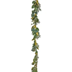 9" Christmas Magnolia Mix Pine Garland With Fabric Bow, Warm White LED Lights -Northlight Sale Store D675899S 14