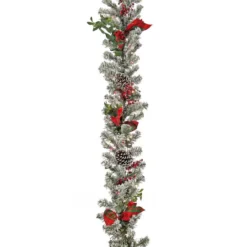 9ft. General Store Snowy Garland With LED Lights & Bows -Northlight Sale Store D675916S 14