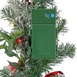 9ft. General Store Snowy Garland With LED Lights & Bows -Northlight Sale Store D675916S 15