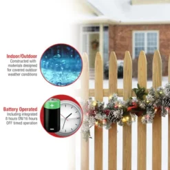 9ft. General Store Snowy Garland With LED Lights & Bows -Northlight Sale Store D675916S 18