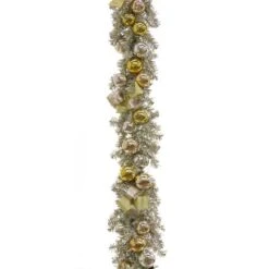 9ft. Pre-Lit Gold Ornament Metallic Garland 13 9ft. Pre-Lit Gold Ornament Metallic Garland -Northlight Sale Store D675921S 14