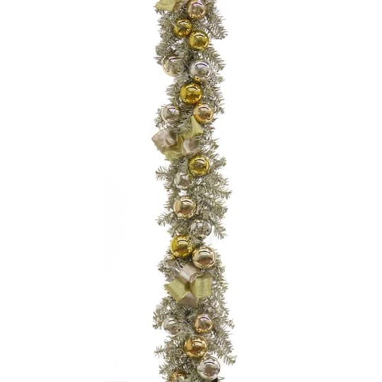 9ft. Pre-Lit Gold Ornament Metallic Garland 5 9ft. Pre-Lit Gold Ornament Metallic Garland - Image 5