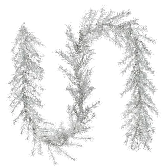 9ft. Pre-Lit Crystal Silver Metallic Garland 8 9ft. Pre-Lit Crystal Silver Metallic Garland - Image 8