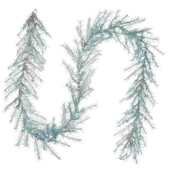 9ft. Pre-Lit Crystal Silver Metallic Garland 1 9ft. Pre-Lit Crystal Silver Metallic Garland