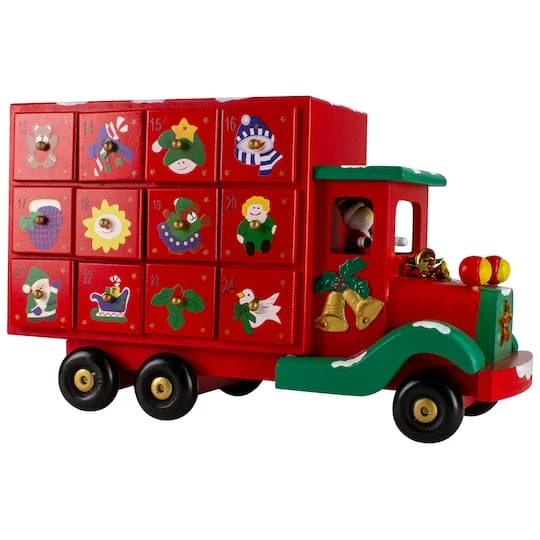 Northlight 14" Red Children Advent Calendar Storage Truck Christmas Décor 1 Northlight 14" Red Children Advent Calendar Storage Truck Christmas Décor