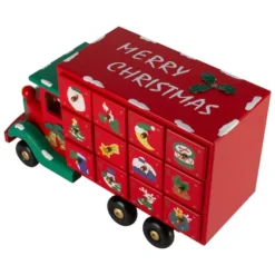 Northlight 14" Red Children Advent Calendar Storage Truck Christmas Décor 8 Northlight 14" Red Children Advent Calendar Storage Truck Christmas Décor -Northlight Sale Store D676277S 3