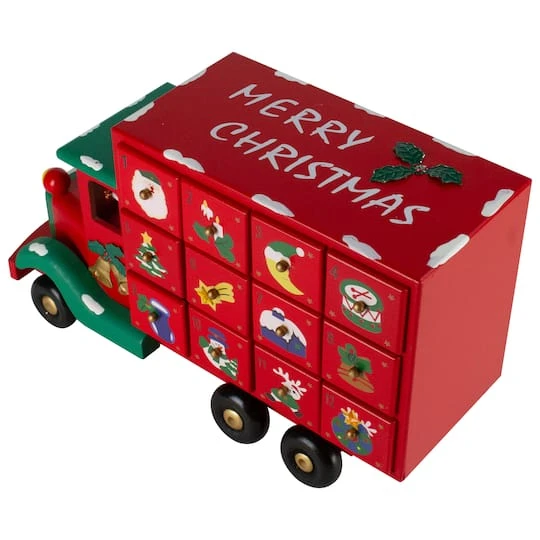 Northlight 14" Red Children Advent Calendar Storage Truck Christmas Décor 4 Northlight 14" Red Children Advent Calendar Storage Truck Christmas Décor - Image 4