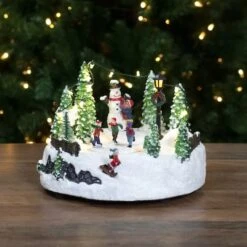 Northlight 9" Lighted Christmas Scene With Moving Skaters & Snowman -Northlight Sale Store D676281S 2