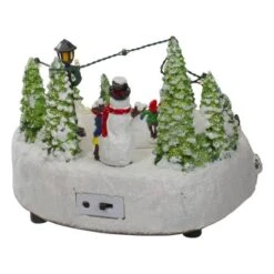 Northlight 9" Lighted Christmas Scene With Moving Skaters & Snowman -Northlight Sale Store D676281S 5