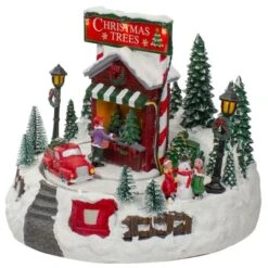 Northlight 9" Lighted & Animated Christmas Tree Farm Winter Scene With Moving Cars -Northlight Sale Store D676282S 4