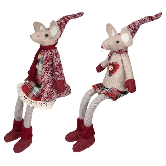 Northlight 17" Boy & Girl Sitting Plush Christmas Mice Figure Set 7 Northlight 17" Boy & Girl Sitting Plush Christmas Mice Figure Set - Image 7
