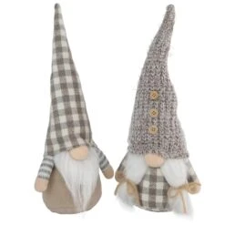 Northlight 13" Beige & White Gingham Nordic Christmas Gnome Set -Northlight Sale Store D676302S 11