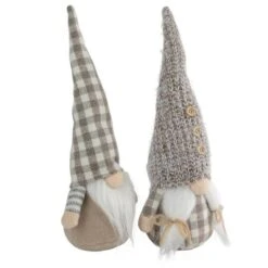 Northlight 13" Beige & White Gingham Nordic Christmas Gnome Set -Northlight Sale Store D676302S 15