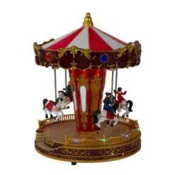 Northlight 11" Red & White LED Animated Christmas Carousel With Horses -Northlight Sale Store D676307S 5
