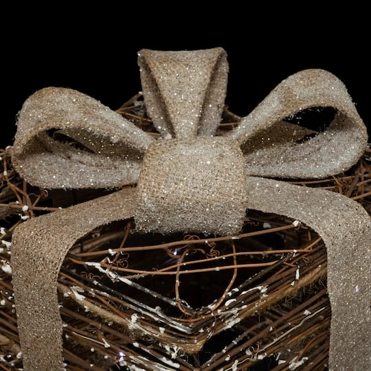 Northlight Lighted Rattan Gift Boxes With Burlap Bows Tabletop Christmas Decorations Set 8 Northlight Lighted Rattan Gift Boxes With Burlap Bows Tabletop Christmas Decorations Set - Image 8
