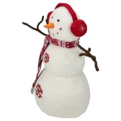 Northlight 21.5'' White And Red Snowflake Sherpa Plush Snowman Christmas Decoration -Northlight Sale Store D676317S 3