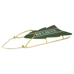 Northlight 18.25'' Green Wooden Believe Christmas Snow Sled Decoration 12 Northlight 18.25'' Green Wooden Believe Christmas Snow Sled Decoration -Northlight Sale Store D676319S 2
