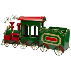 Northlight 34'' Green, Red And Gold Metal Train Figurine Tabletop Christmas Decoration