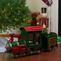 Northlight 34'' Green, Red And Gold Metal Train Figurine Tabletop Christmas Decoration -Northlight Sale Store D676320S 2
