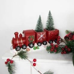 Northlight 12'' Red And Gold Christmas Train With LED Lighted Frosted Trees Tabletop Decoration -Northlight Sale Store D676322S 12