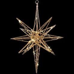 Northlight 12'' Warm White LED Lighted B/O Gold Glittered Geometric Star Christmas Decoration -Northlight Sale Store D676325S 13