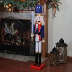Northlight 48.25'' Blue And White Christmas Nutcracker Soldier With Sword Decoration -Northlight Sale Store D676330S 4