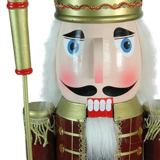 Northlight 48'' Brown And White Wooden Christmas Nutcracker King With Scepter Decoration 3 Northlight 48'' Brown And White Wooden Christmas Nutcracker King With Scepter Decoration - Image 3