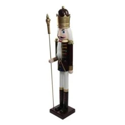 Northlight 48'' Brown And White Wooden Christmas Nutcracker King With Scepter Decoration 12 Northlight 48'' Brown And White Wooden Christmas Nutcracker King With Scepter Decoration -Northlight Sale Store D676331S 5