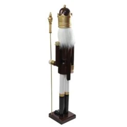 Northlight 48'' Brown And White Wooden Christmas Nutcracker King With Scepter Decoration 13 Northlight 48'' Brown And White Wooden Christmas Nutcracker King With Scepter Decoration -Northlight Sale Store D676331S 6